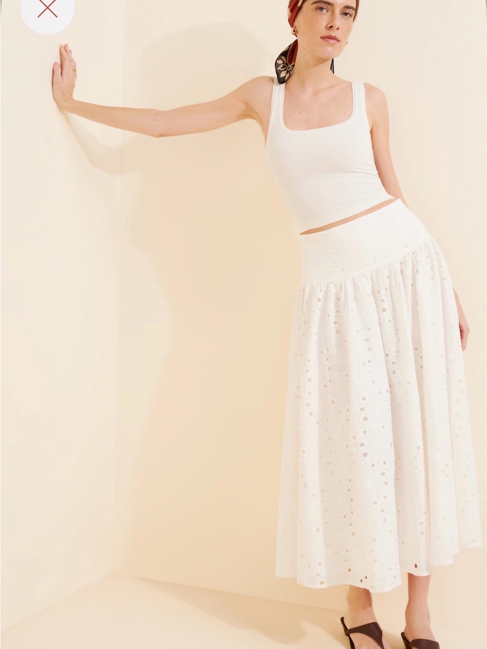 Extro&Vert Esme Eyelet White Maxi Skirt - Elegant Summer Skirt (Nuuly)